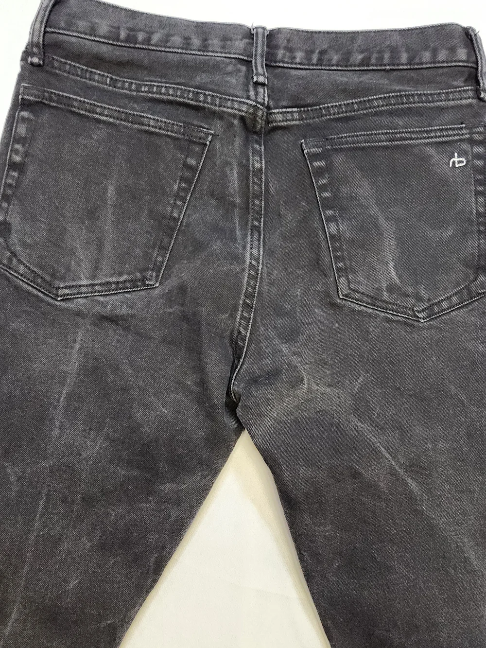 Rag & Bone Black Fit Straight Mens Button Fly Jeans Size 30x30 Excellent Fade
